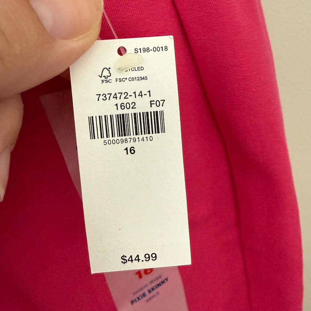 Old Navy High-Rise Pixie Skinny Ankle Pants 16 Hot Pink 737472-14-1 New - Picture 3 of 5